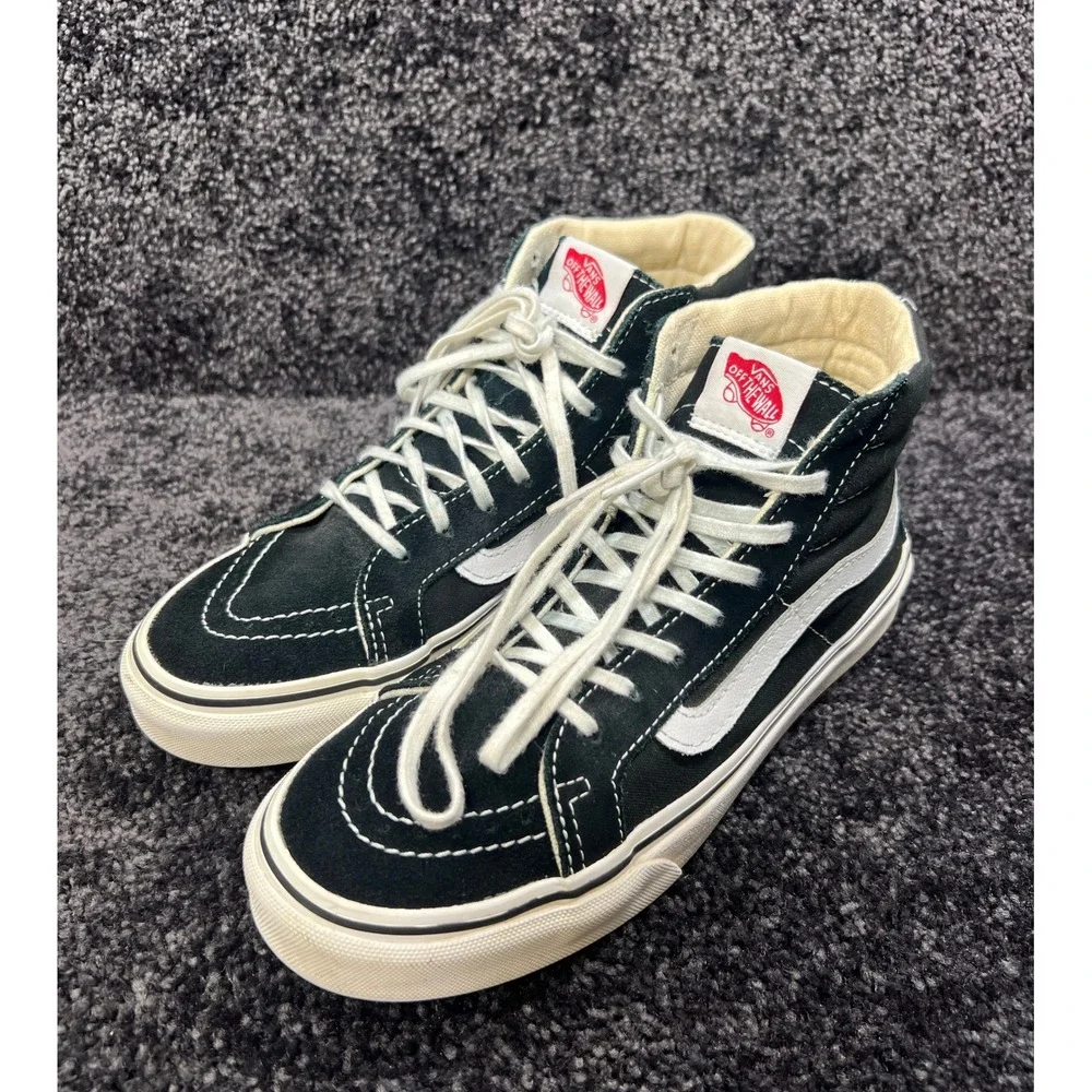 Vans Sk8-Hi‎ High Top Skate Shoes Black White Canvas Suede Classic 5 Men 6.5 W